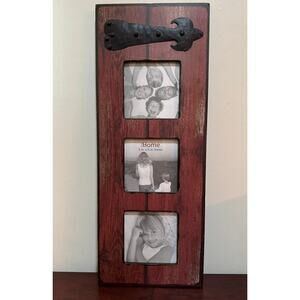 Design Home Decorative Picture Frame 3 Openings Photo Frame 5" x 5" Rustic Red